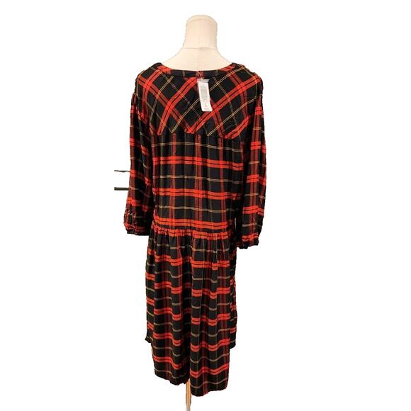 Torrid smocked Tunic Mini Dress Black Red Plaid Twill NWT New 2X - Picture 4 of 8